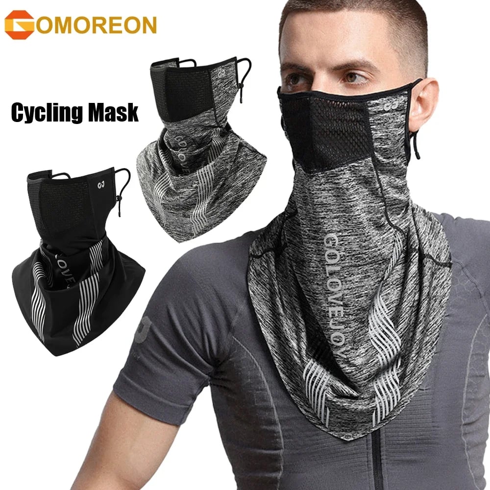 1Pcs Cycling Mask with Ear Loops Neck Gaiter Balaclava Cover for Outdoors Breathable Ice Silk Head Cover for Men and Image 1