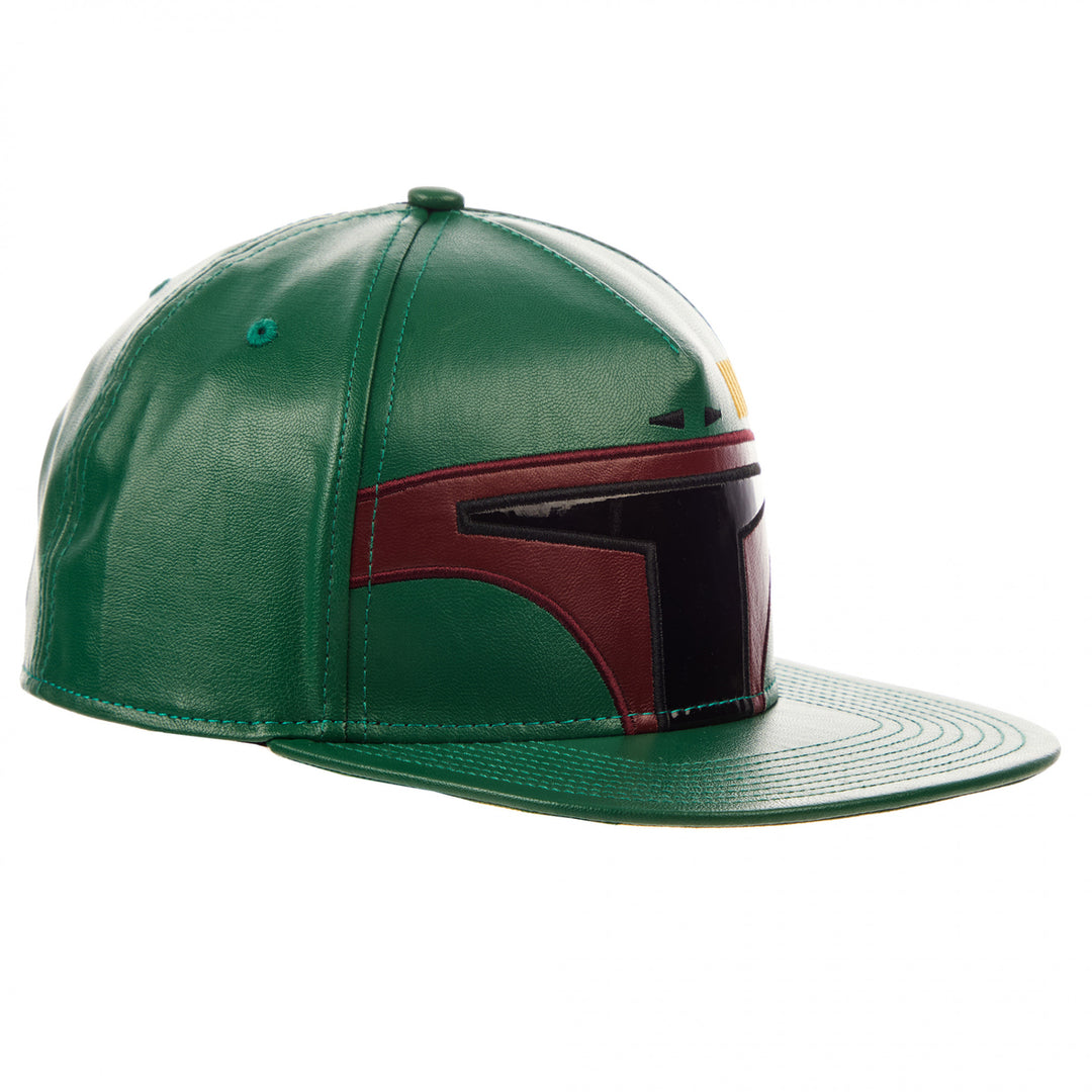 Star Wars Boba Fetts Helmet Flatbill Snapback Hat Image 3