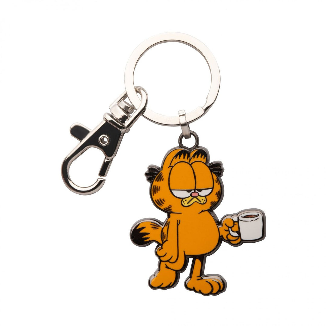 Garfield Monday Coffee Enamel Keychain Image 1