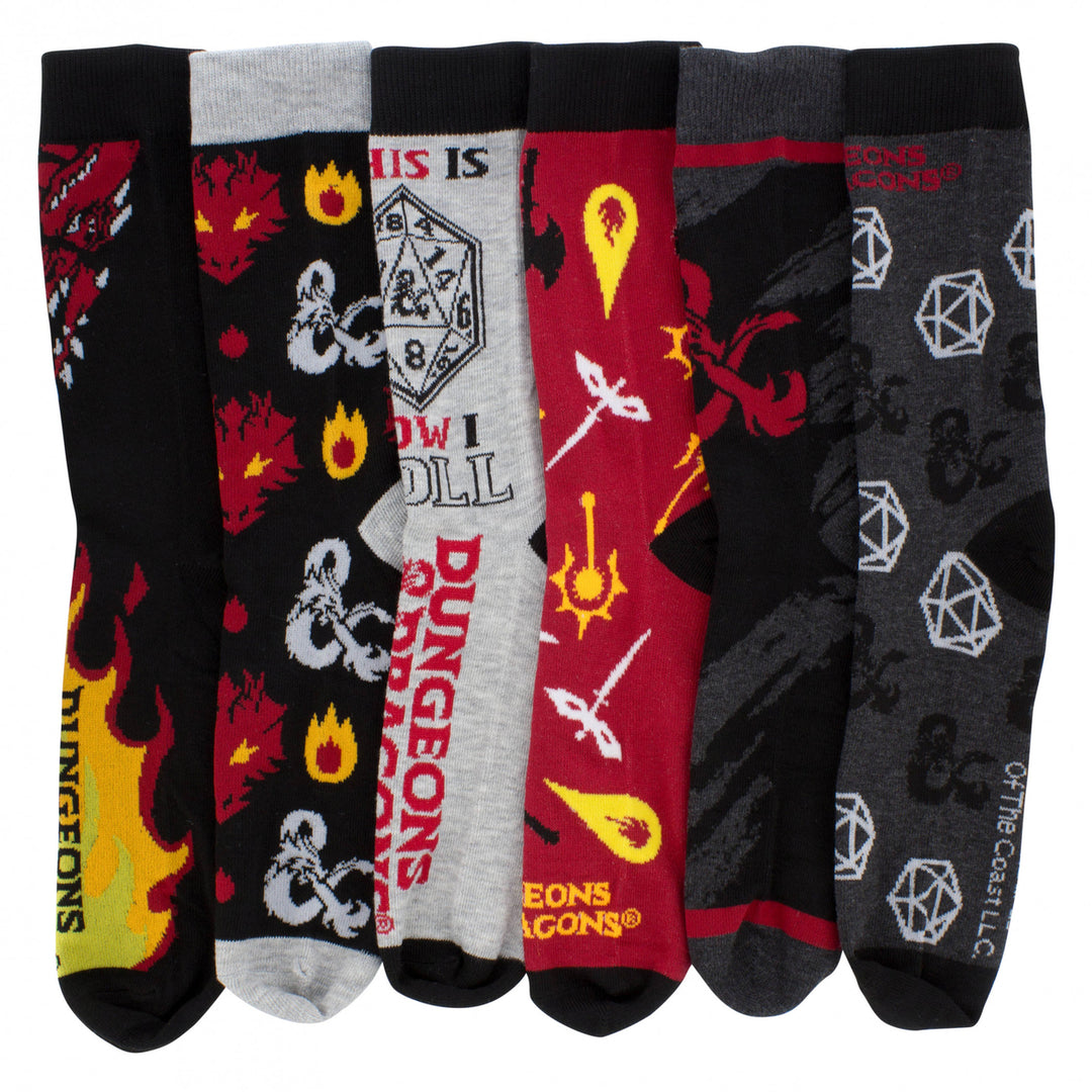 Dungeons and Dragons Assorted 6-Pack Crew Socks Image 1