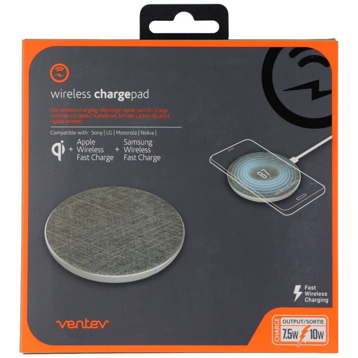 Ventev Fast Charge (10W/7.5W) Wireless Qi Charge Pad for Smartphones - Gray Image 3