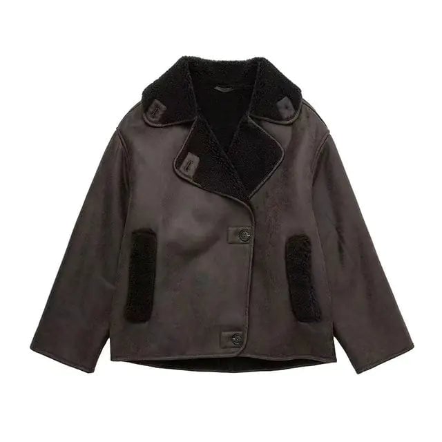 Winter Fleece Patchwork Jacket Women Image 2