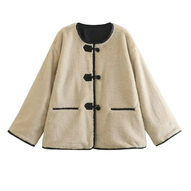 Winter Fleece Patchwork Jacket Women Image 4