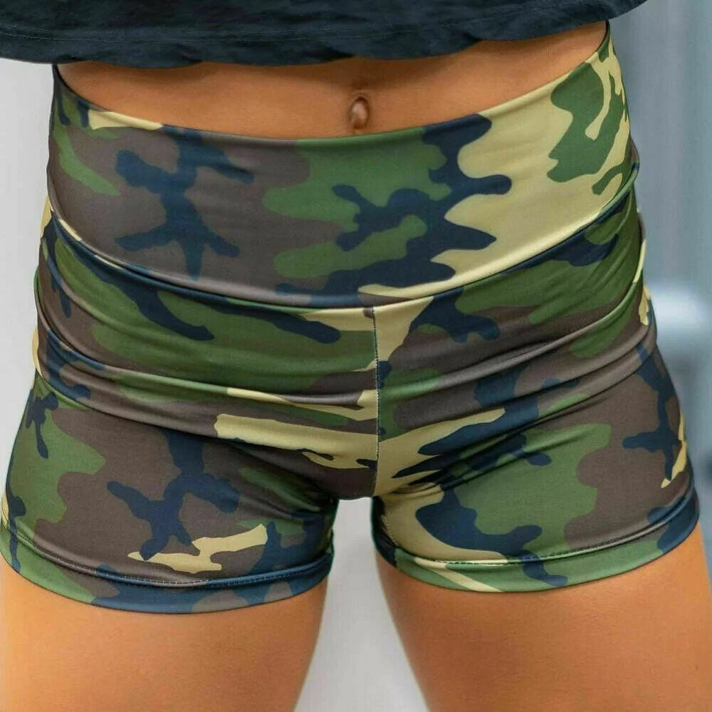 Womens High Waist Camouflage Fitness Shorts Image 2