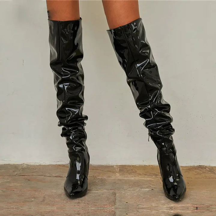 Womens Motorcycle Over The Knee Boots Image 1