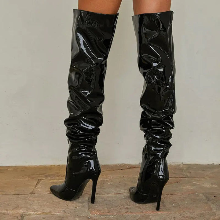 Womens Motorcycle Over The Knee Boots Image 2