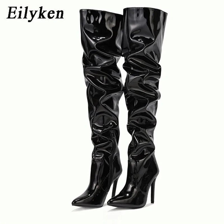 Womens Motorcycle Over The Knee Boots Image 3