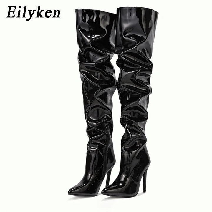 Womens Motorcycle Over The Knee Boots Image 7