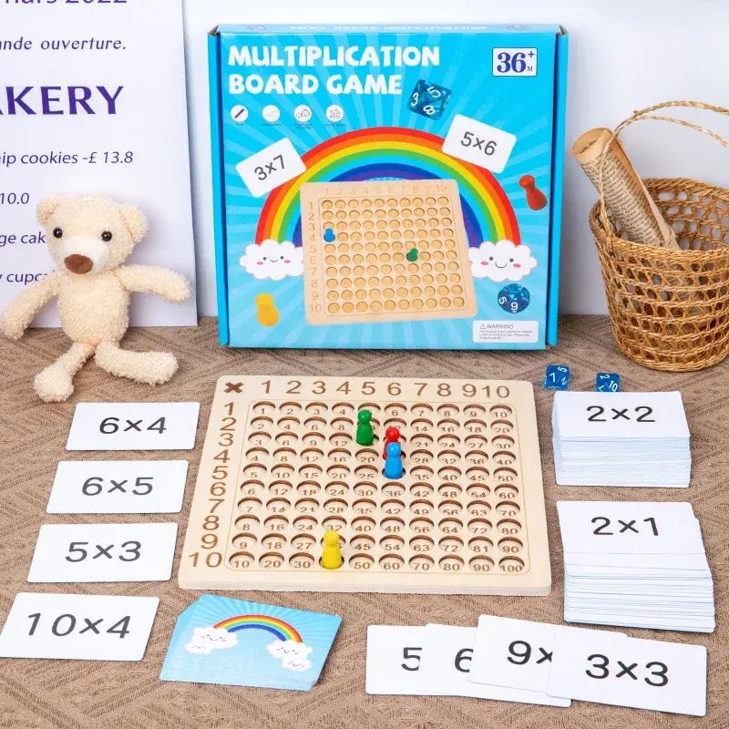 Wooden Montessori 99 Multiplication Board Educational Toy Image 1