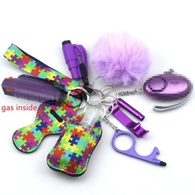 11pcs Self-Defence Keychain Set Multi-Function Keyring Image 9