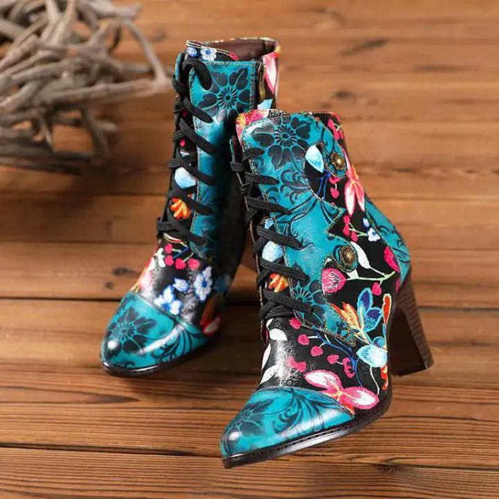 Armak2 - Vibrant Floral Pattern Leather Booties For Women Image 1