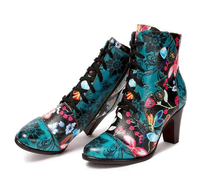 Armak2 - Vibrant Floral Pattern Leather Booties For Women Image 2