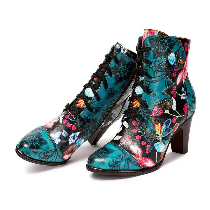 Armak2 - Vibrant Floral Pattern Leather Booties For Women Image 3