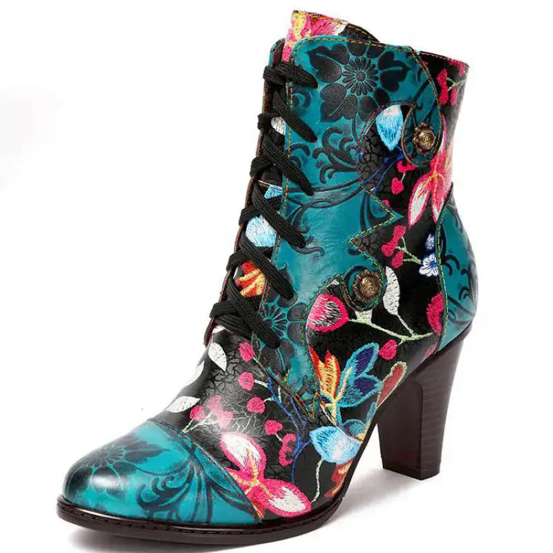 Armak2 - Vibrant Floral Pattern Leather Booties For Women Image 12