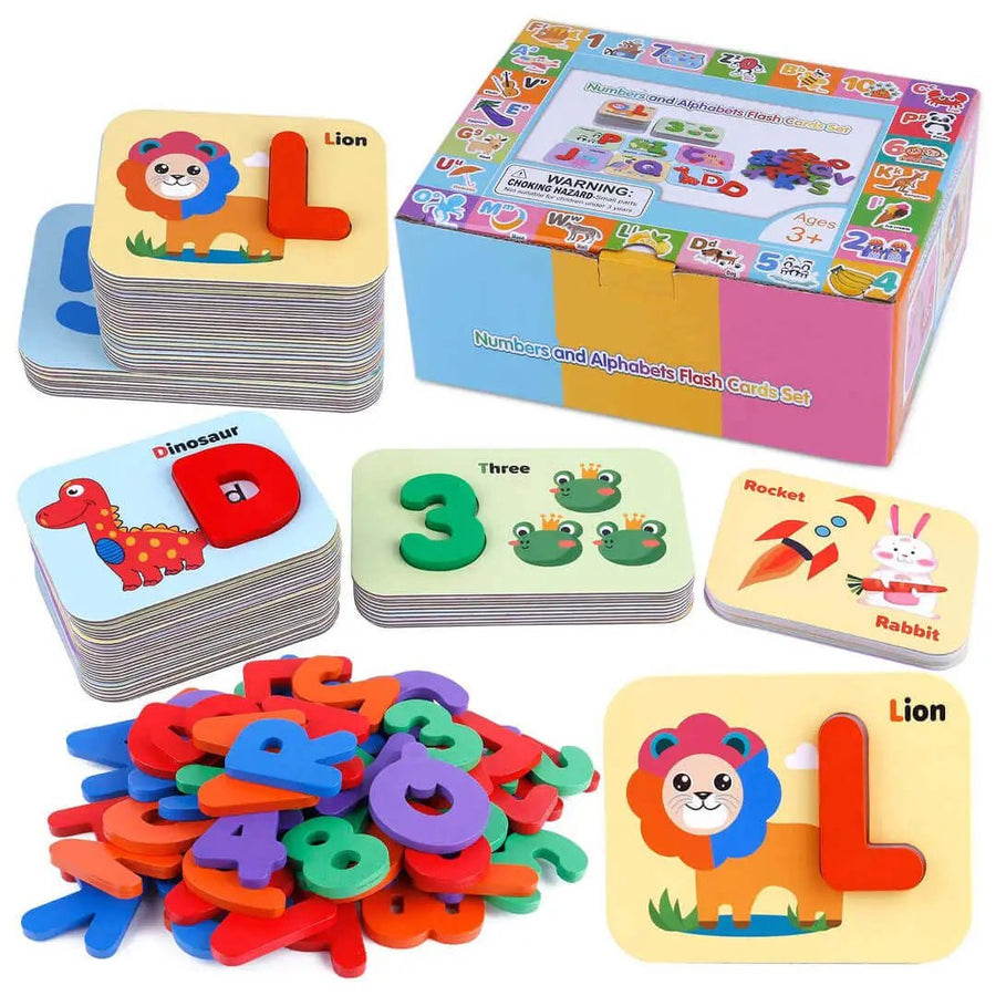 Alphabets And Numbers Wooden Flash Cards Image 1