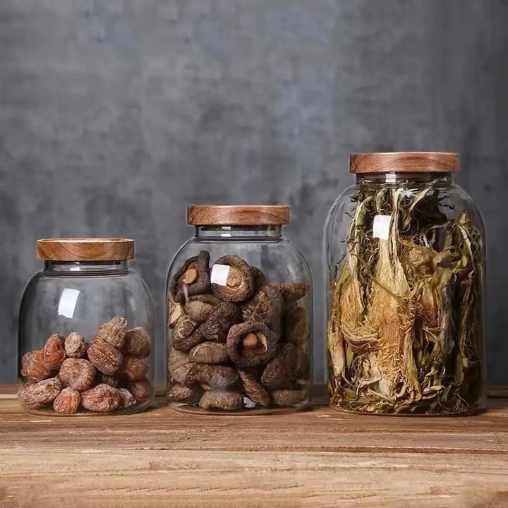 Large-Capacity Glass Jar with Wooden Lid Image 3