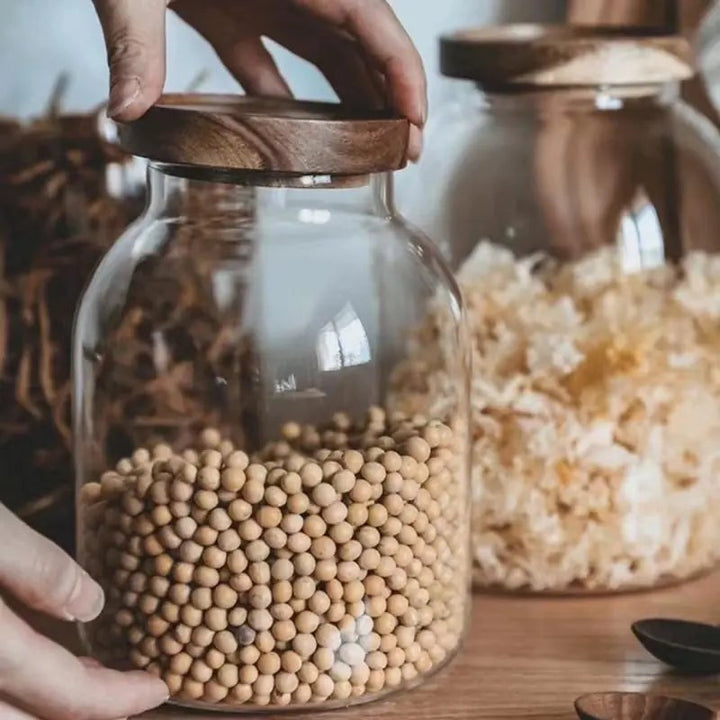 Large-Capacity Glass Jar with Wooden Lid Image 4