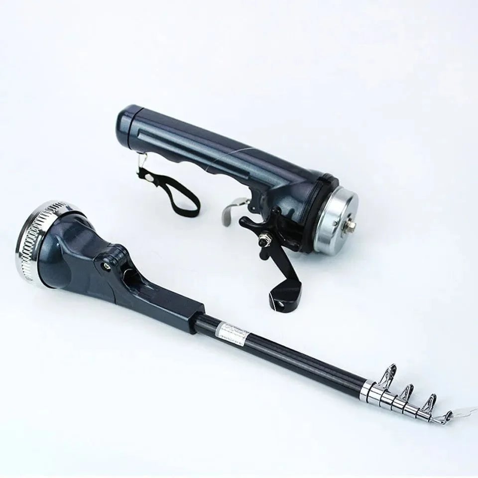 Portable Folding Telescopic Fishing Rod with Stainless Steel Built-in Reel Image 2