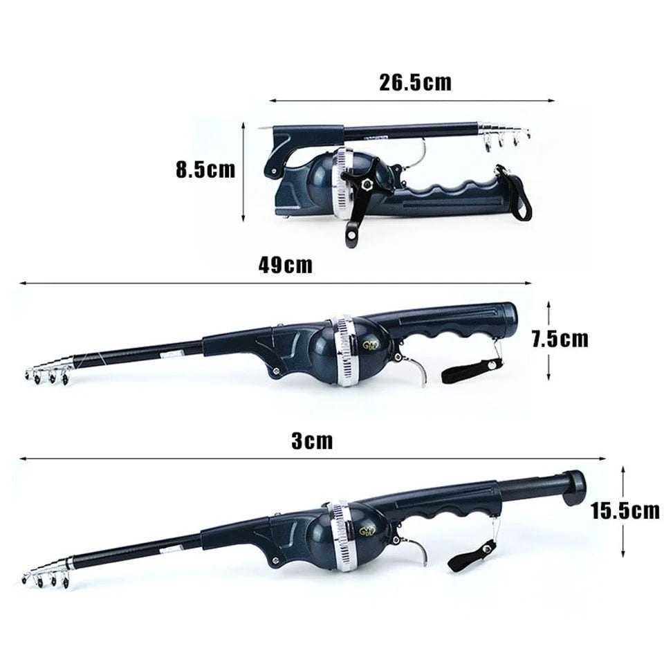 Portable Folding Telescopic Fishing Rod with Stainless Steel Built-in Reel Image 9