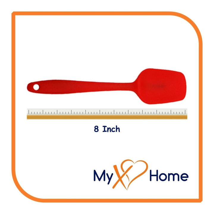 8" Red Silicone Spoon/Spatula 1 Tool w/ 2 Uses (1 2 4 or 6 Tools) Image 9