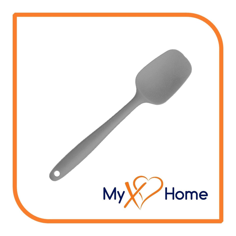 8" Gray Silicone Spoon/Spatula 1 Tool w/ 2 Uses (1 2 4 or 6 Tools) Image 2