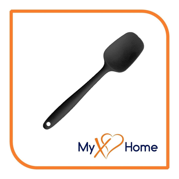 8" Black Silicone Spoon/Spatula 1 Tool w/ 2 Uses (1 2 4 or 6 Tools) Image 2