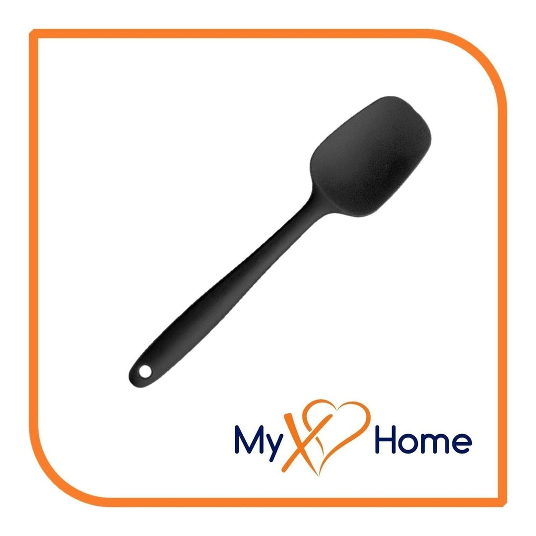 8" Black Silicone Spoon/Spatula 1 Tool w/ 2 Uses (1 2 4 or 6 Tools) Image 1