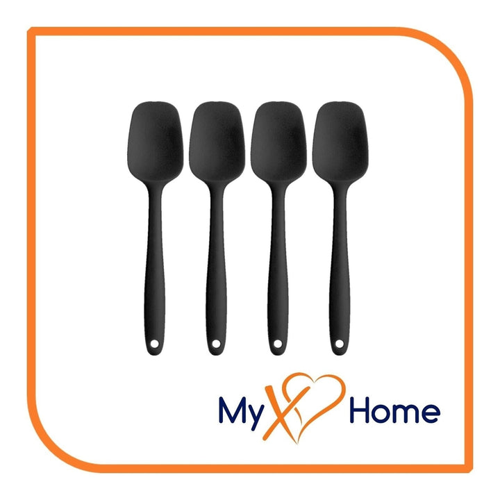 8" Black Silicone Spoon/Spatula 1 Tool w/ 2 Uses (1 2 4 or 6 Tools) Image 4