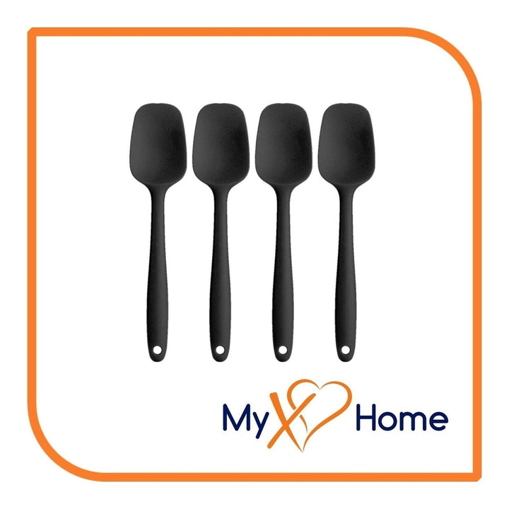 8" Black Silicone Spoon/Spatula 1 Tool w/ 2 Uses (1 2 4 or 6 Tools) Image 1