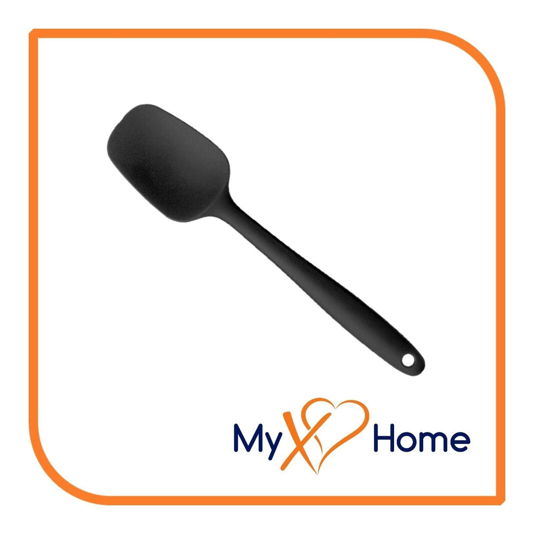 8" Black Silicone Spoon/Spatula 1 Tool w/ 2 Uses (1 2 4 or 6 Tools) Image 7