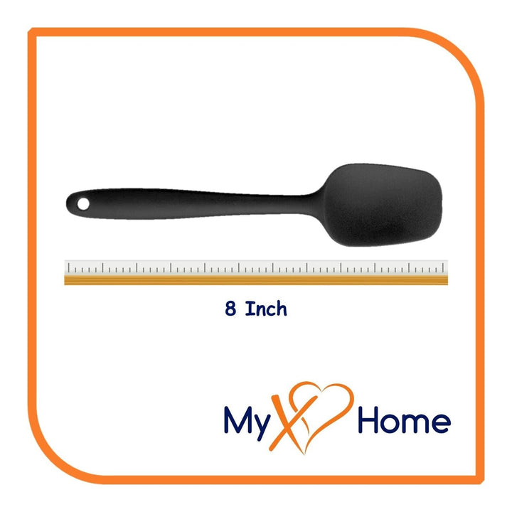 8" Black Silicone Spoon/Spatula 1 Tool w/ 2 Uses (1 2 4 or 6 Tools) Image 9