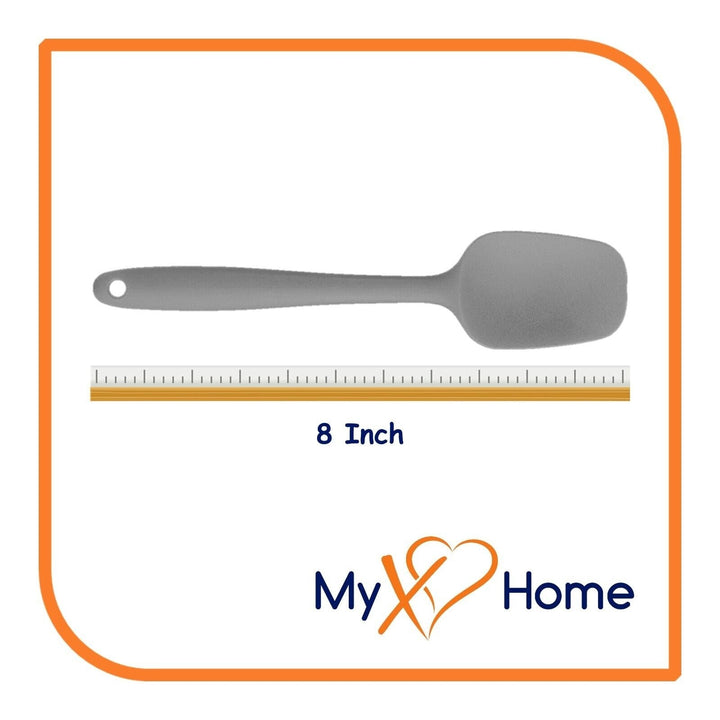 8" Gray Silicone Spoon/Spatula 1 Tool w/ 2 Uses (1 2 4 or 6 Tools) Image 9