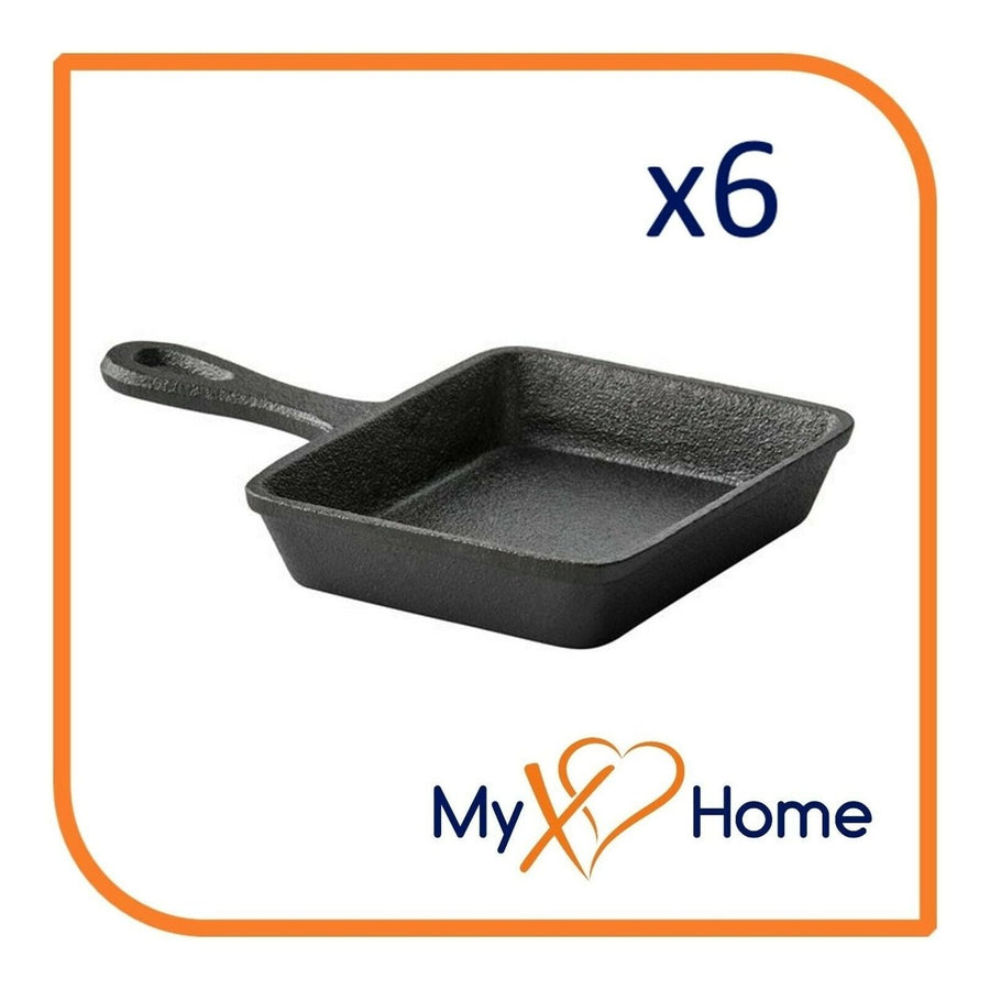 5" x 4" Rectangular Cast Iron Frying Pan / Skillet (6 Skillets) by MyXOHome Image 1