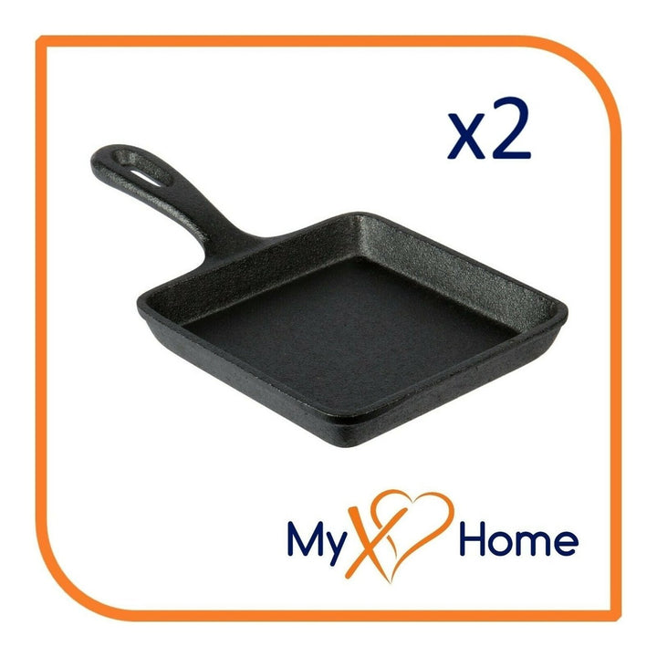 5" x 5" Square Cast Iron Frying Pan / Skillet with Handle (2 Skillets) Image 1