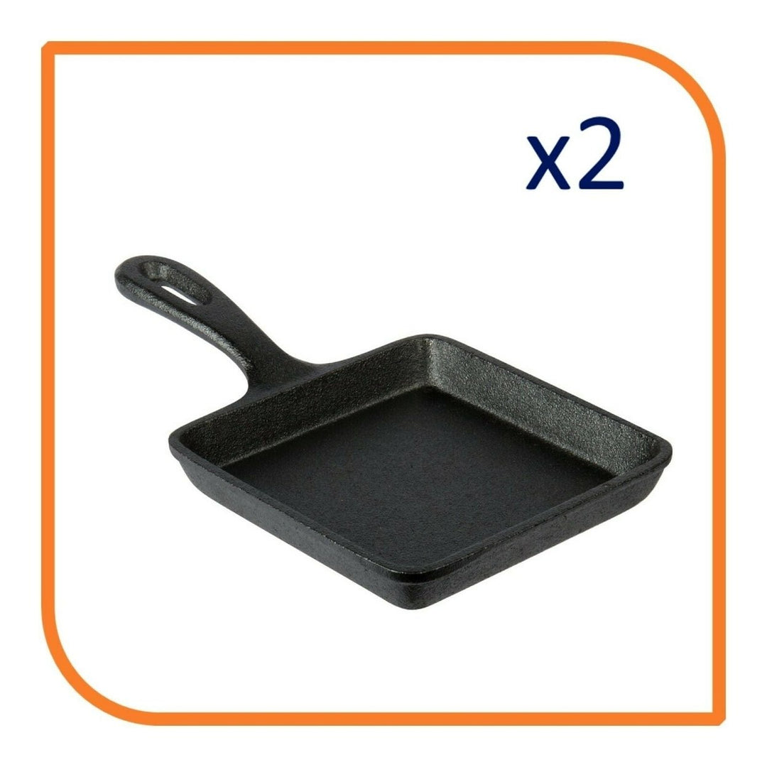 5" x 5" Square Cast Iron Frying Pan / Skillet with Handle (2 Skillets) Image 4