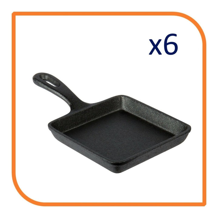 5" x 5" Square Cast Iron Frying Pan / Skillet with Handle (6 Skillets) Image 4