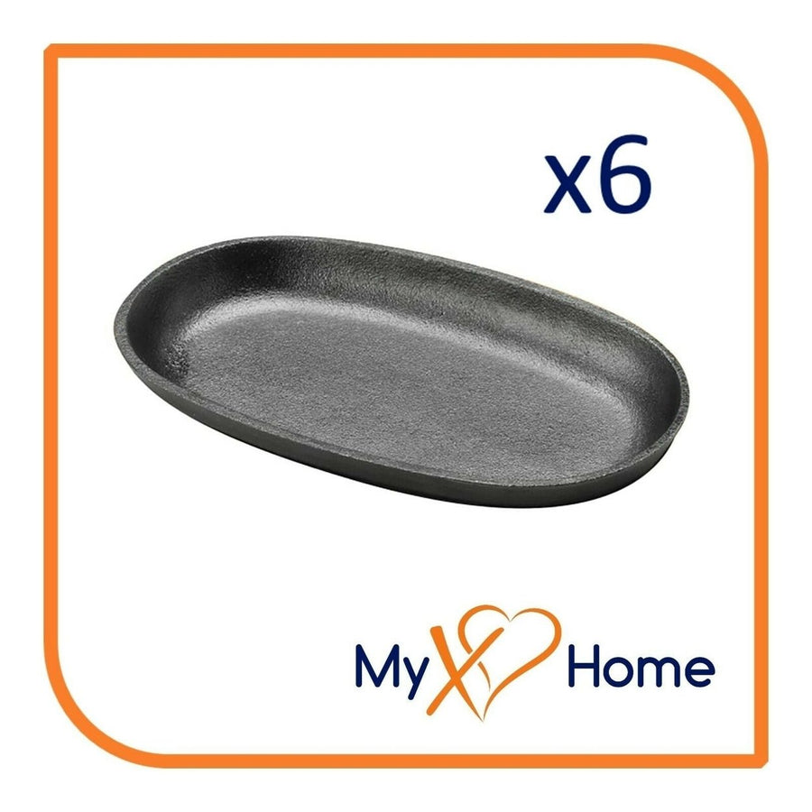 9" x 5" Oval Cast Iron Steak Plate / Skillet (6 Skillets) by MyXOHome Image 1