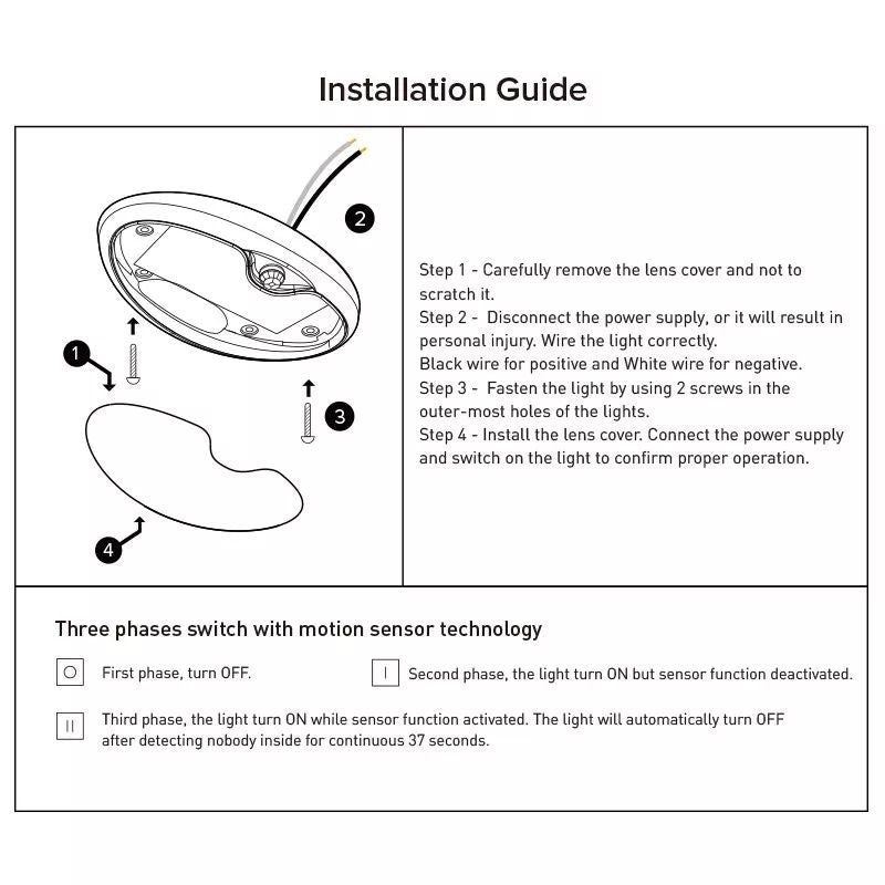 12V 6-inch RV Motion Sensor LED Light Soft White Ceiling Fixture with Switch Image 7