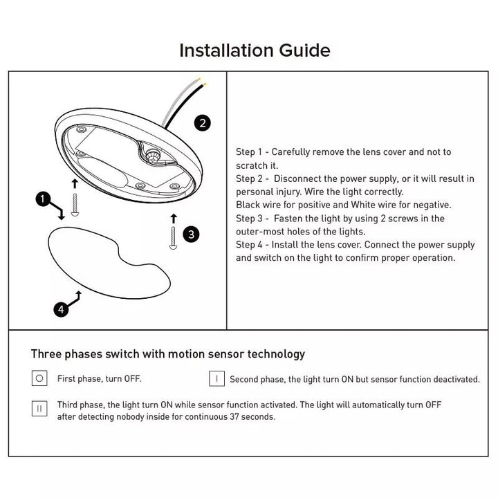 12V 6-inch RV Motion Sensor LED Light Soft White Ceiling Fixture with Switch Image 7