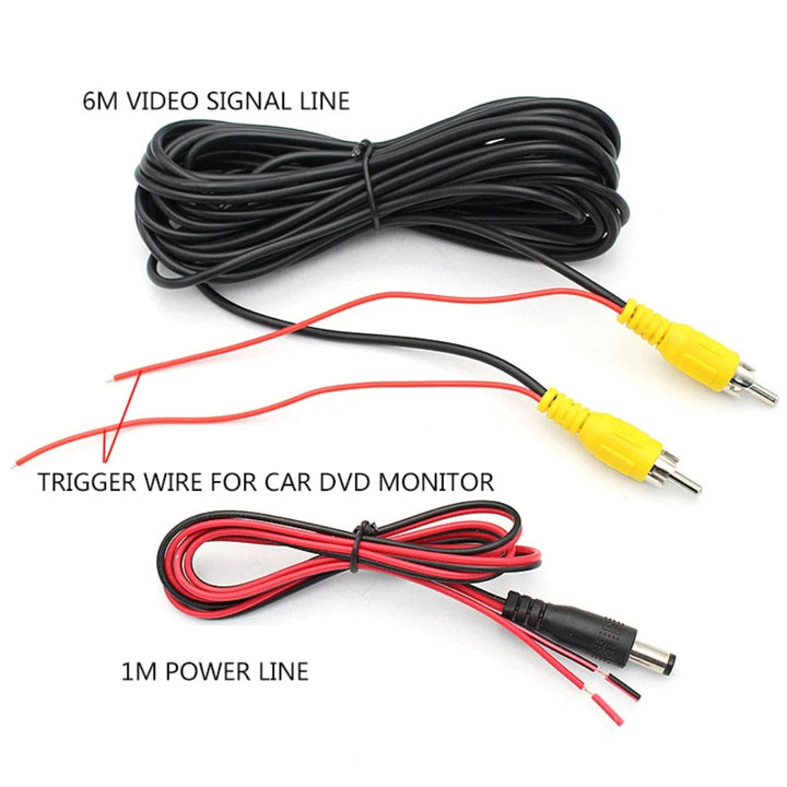 Universal 6M RCA Video Cable for Car Rear View Camera Black 19.69ft Wire Image 2