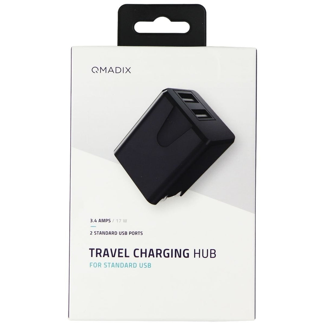 QMADIX Dual Port Travel Charging Hub for Standard USB (17W) - Black Image 1