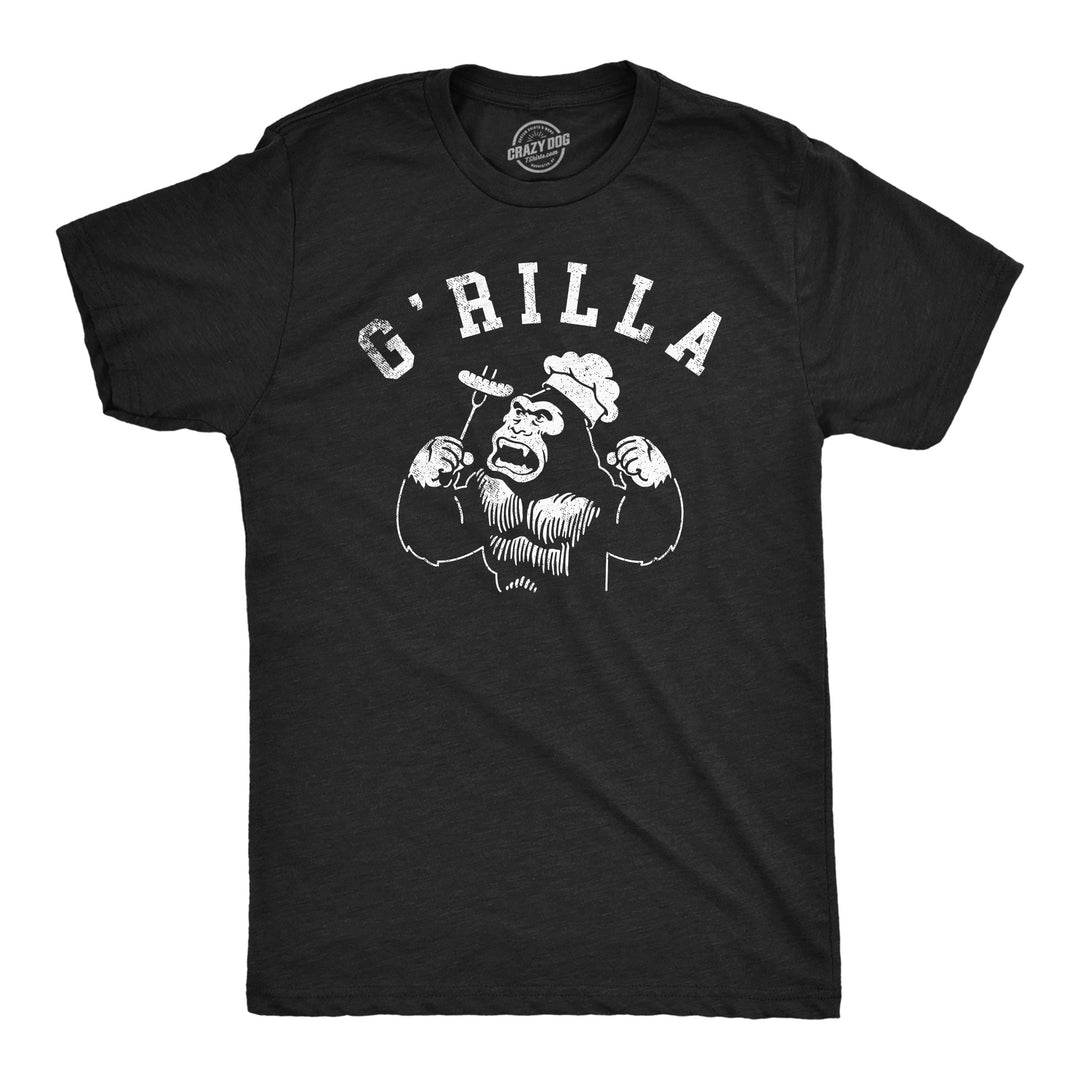 Mens Funny T Shirts Grilla Sarcastic Gorilla Graphic Novelty Cooking Tee For Men Image 1