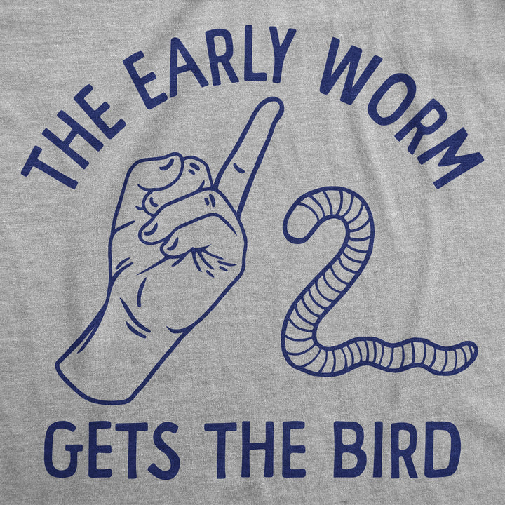 Mens Funny T Shirts The Early Worm Gets The Bird Sarcastic Middle Finger Graphic Tee For Men Image 2