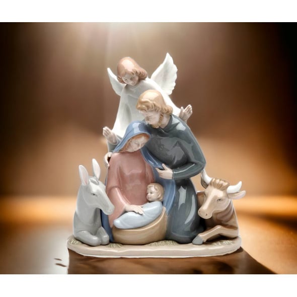 Ceramic Angel Holy Family Nativity Figurine 7.125" Gift Image 1