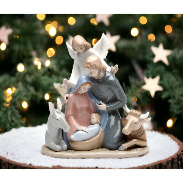 Ceramic Angel Holy Family Nativity Figurine 7.125" Gift Image 2