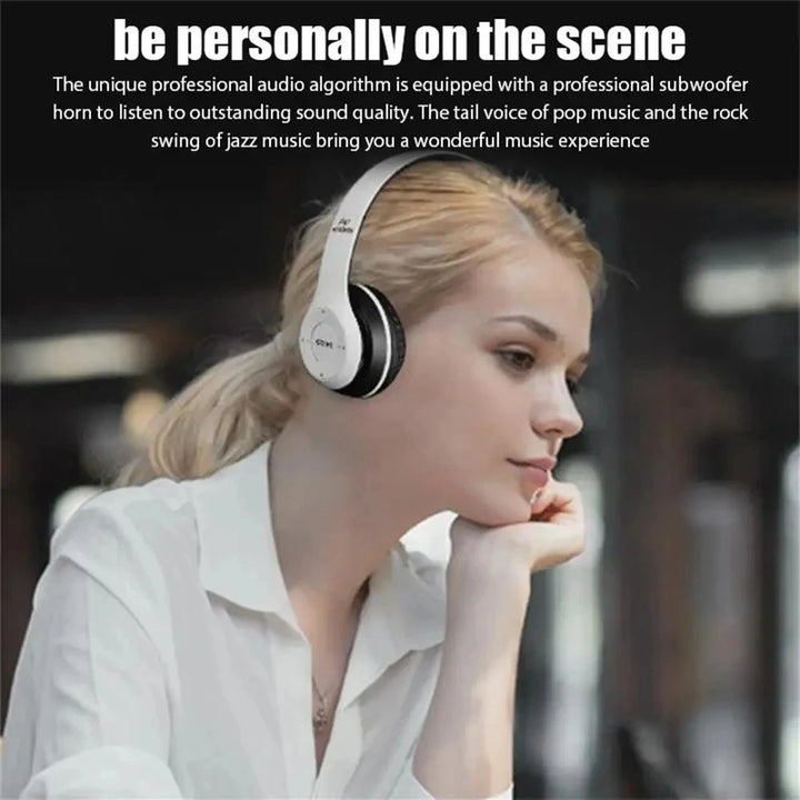 P47 Wireless Bluetooth Headphones Over Ear Foldable HiFi Sound Black Blue Green Red White Image 2