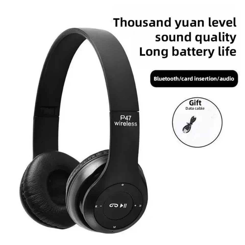 P47 Wireless Bluetooth Headphones Over Ear Foldable HiFi Sound Black Blue Green Red White Image 4