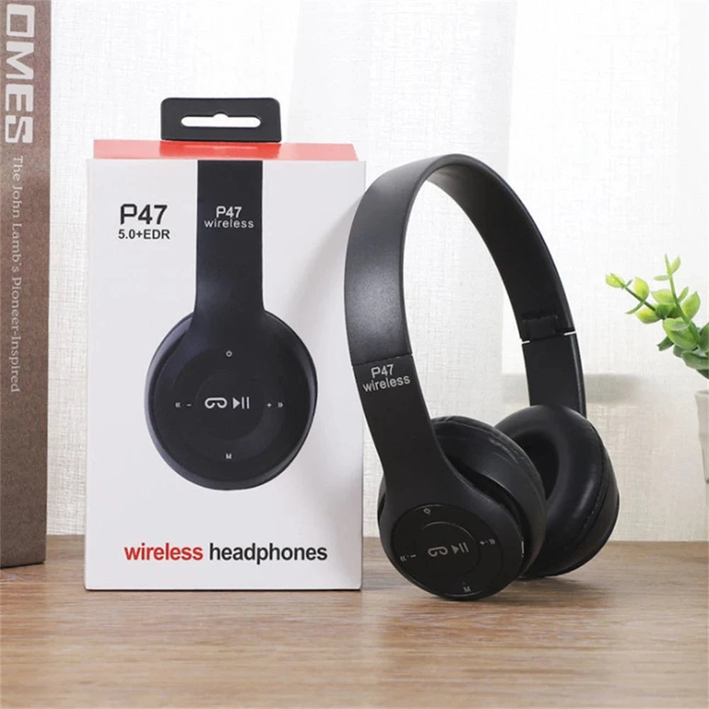 P47 Wireless Bluetooth Headphones Over Ear Foldable HiFi Sound Black Blue Green Red White Image 6