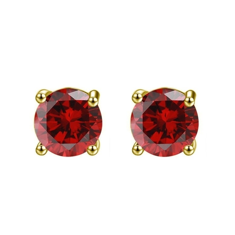 Paris Jewelry 14k Yellow Gold 4mm Created Ruby Sapphire Stud Earrings Image 1