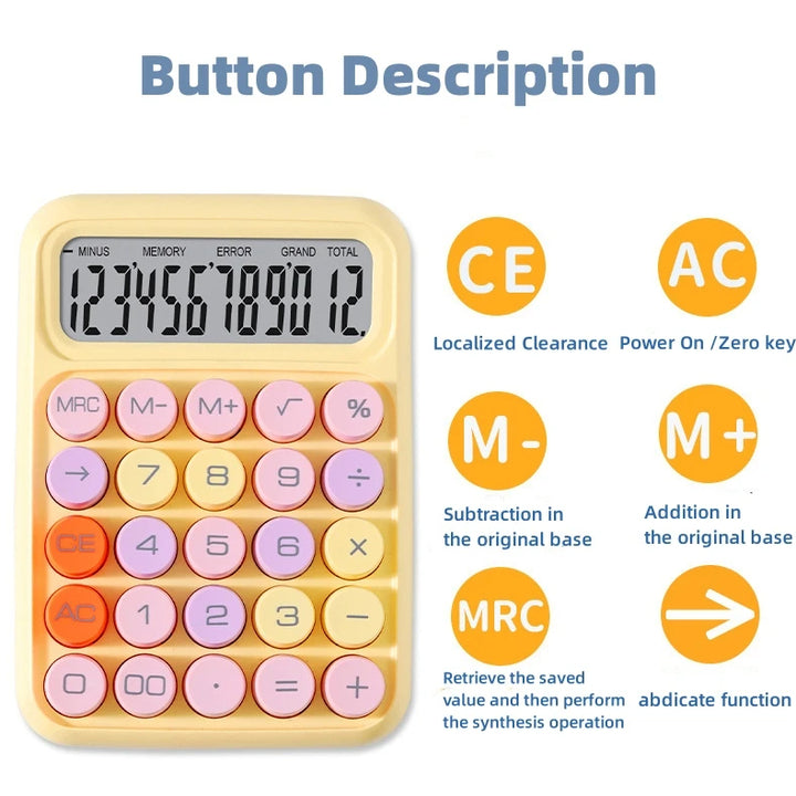 Dopamine Color Mechanical Calculator Large Display Portable Back to School Supplies Image 4